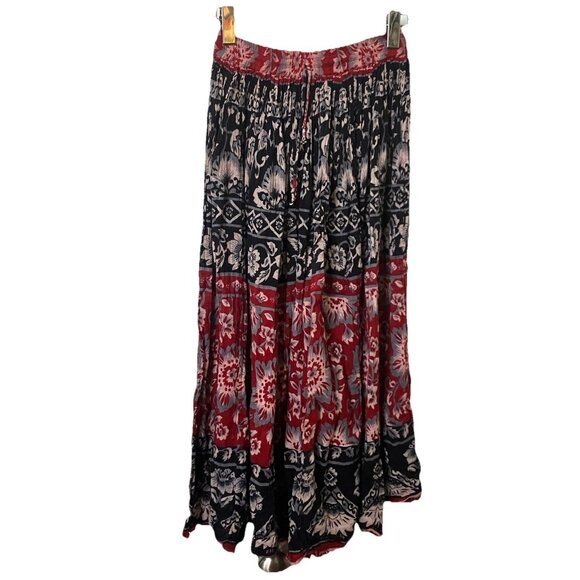 Vintage Jessie Midi Skirt Womens Floral Cotton Gauze Boho Hippie Pull On Comfy - Picture 1 of 9